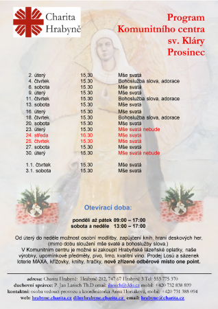 Program Komunitního centra sv. Kláry Prosinec